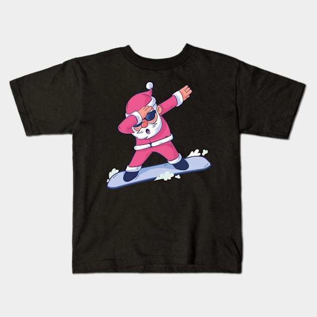 Snowboarding Santa Dab Kids T-Shirt by boobear247